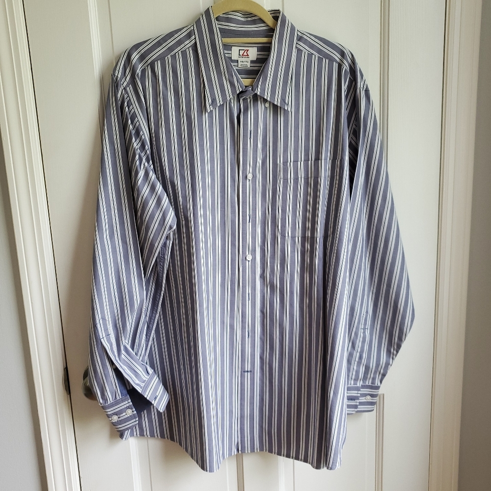 Cutter & Buck Men's Striped Easy Care Button Down Shirt Size 1XB